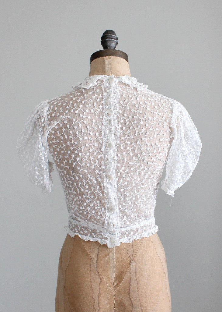 Vintage 1930s White Lace Sweetheart Blouse - Raleigh Vintage