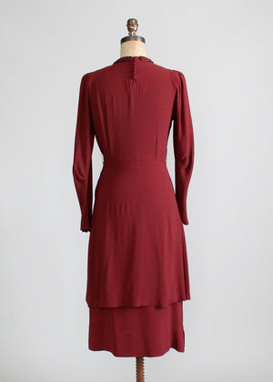 Vintage 1930s Braided Tassel Peplum Dress
