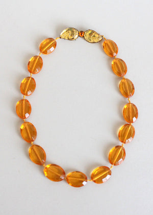 Vintage 1930s amber orange glass necklace