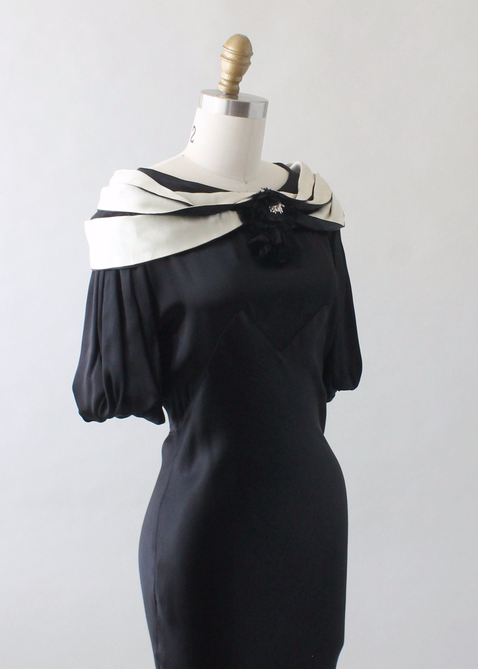 Vintage 1930s Black and White Silk Evening Dress - Raleigh Vintage Vintage 1930s Black and White Silk Evening Dress - Raleigh Vintage
