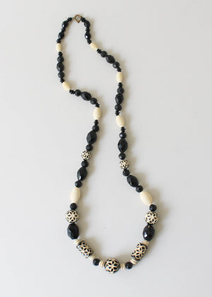 Vintage 1930s Carved Celluloid Beaded Necklace