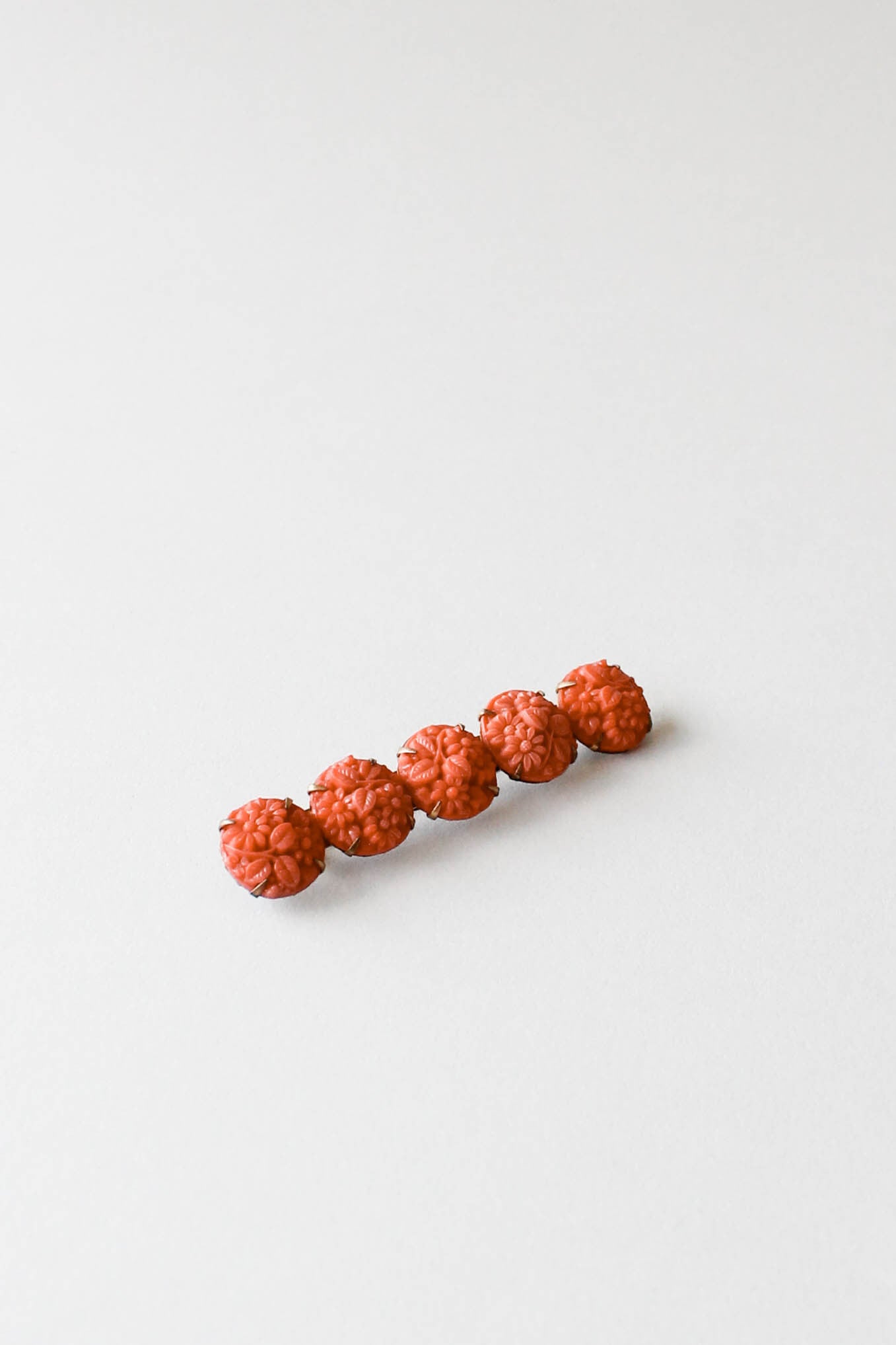 Vintage 1930s Carved Celluloid Floral Bar Brooch