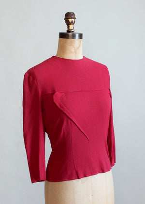 Vintage 1940s Raspberry Rayon Shirt