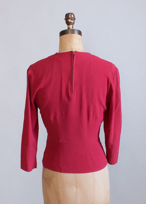 Vintage 1940s Raspberry Rayon Shirt