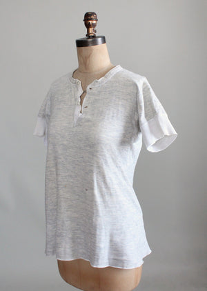 Vintage 1930s Distressed Menswear Henley T-Shirt