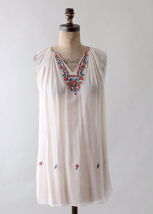 Vintage 1930s Embroidered Cotton Tunic