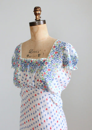 Vintage 1930s Floral Cotton Nightgown