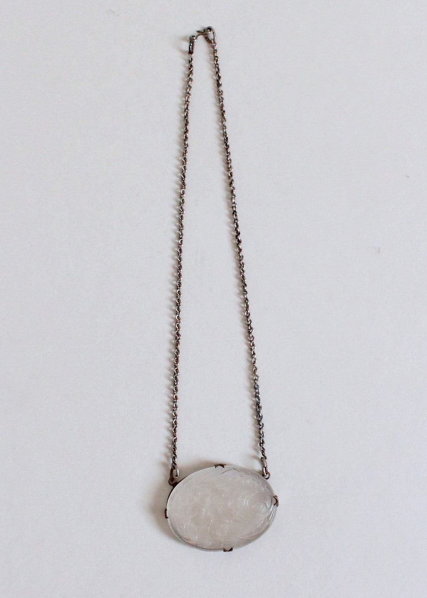 Vintage 1930s Floral Frosted Glass Necklace