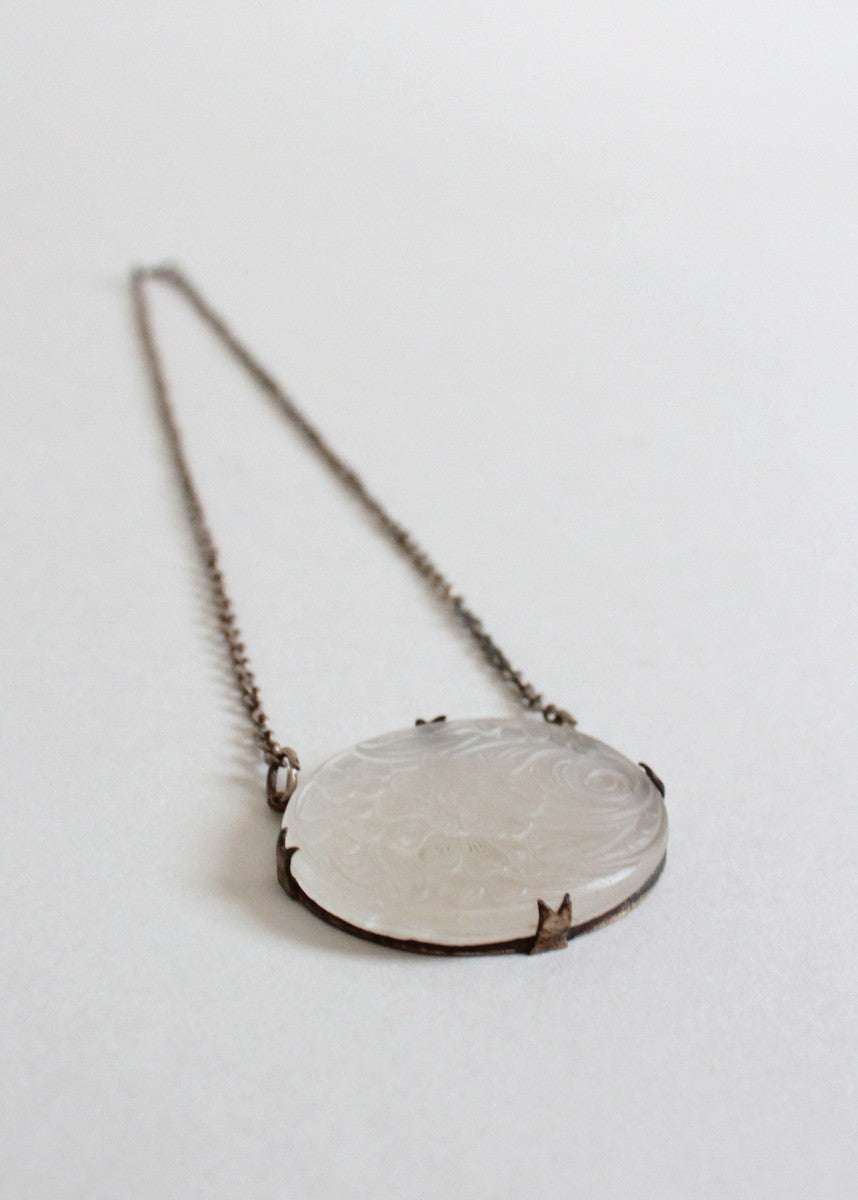 Vintage 1930s Floral Frosted Glass Necklace