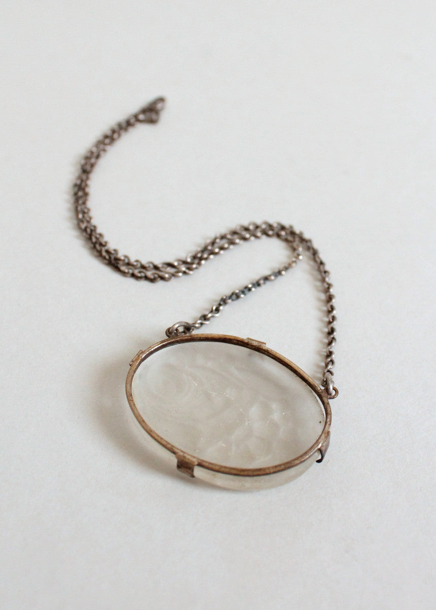 Vintage 1930s Floral Frosted Glass Necklace