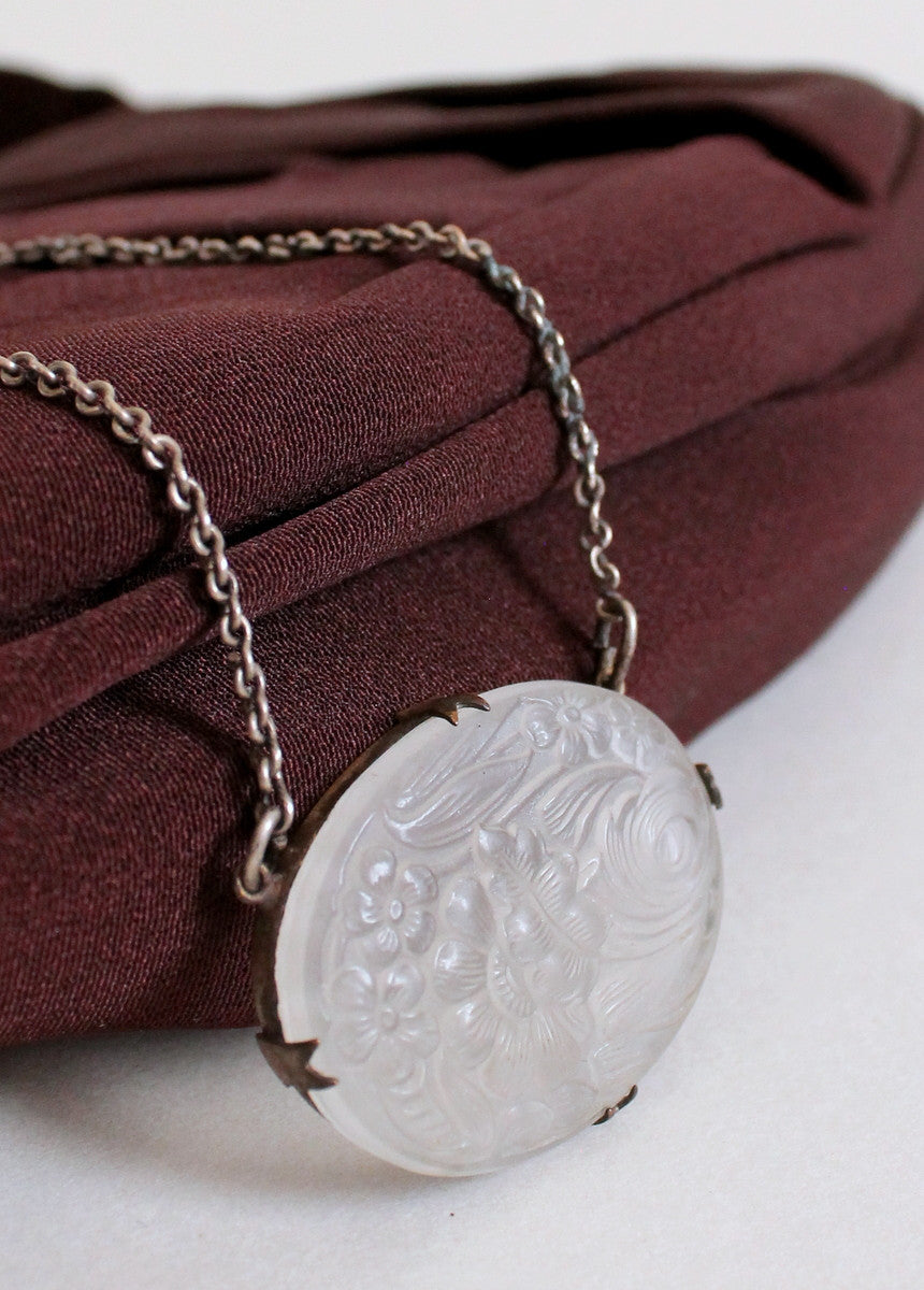 Vintage 1930s Floral Frosted Glass Necklace