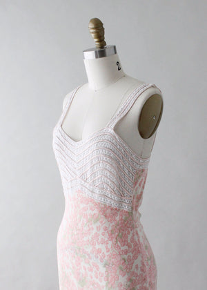 Vintage 1930s Floral Silk and Lace Slip Dress
