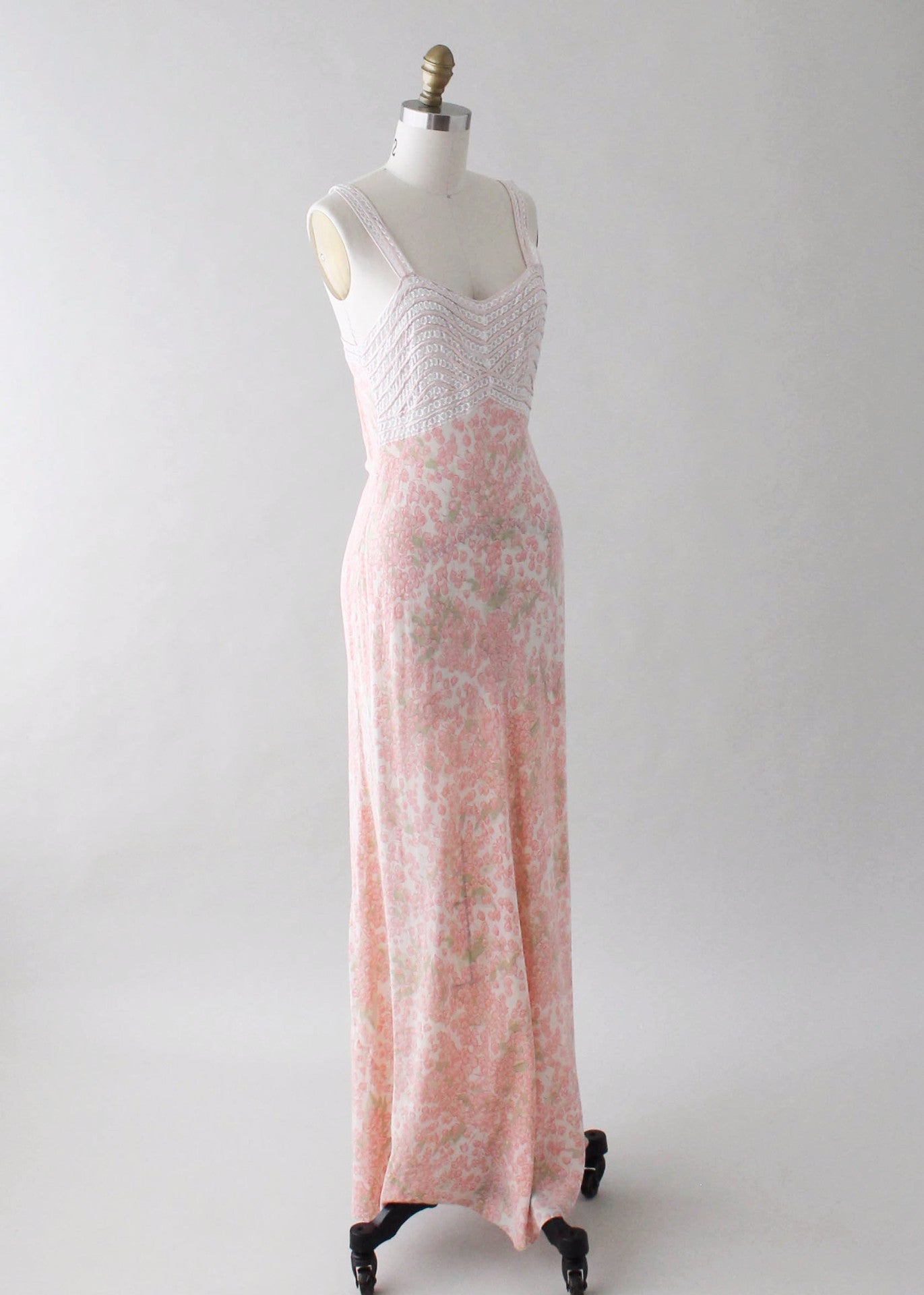 Vintage 1930s Floral Silk and Lace Slip Dress Vintage 1930s Floral Silk and Lace Slip Dress