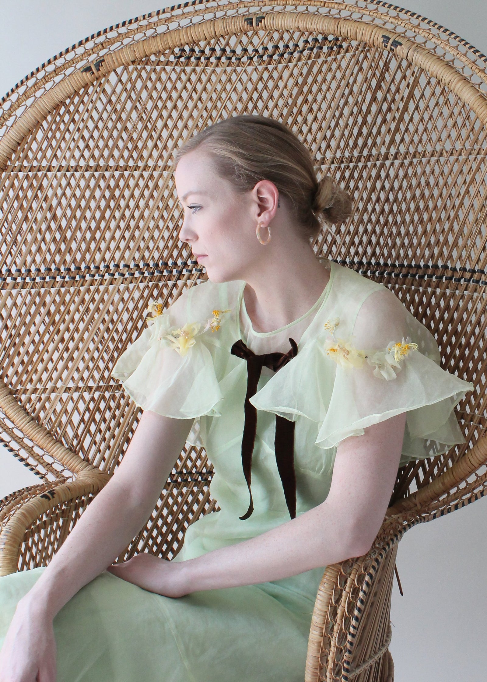 Vintage 1930s Mint Green Organdy Dress Raleigh Vintage