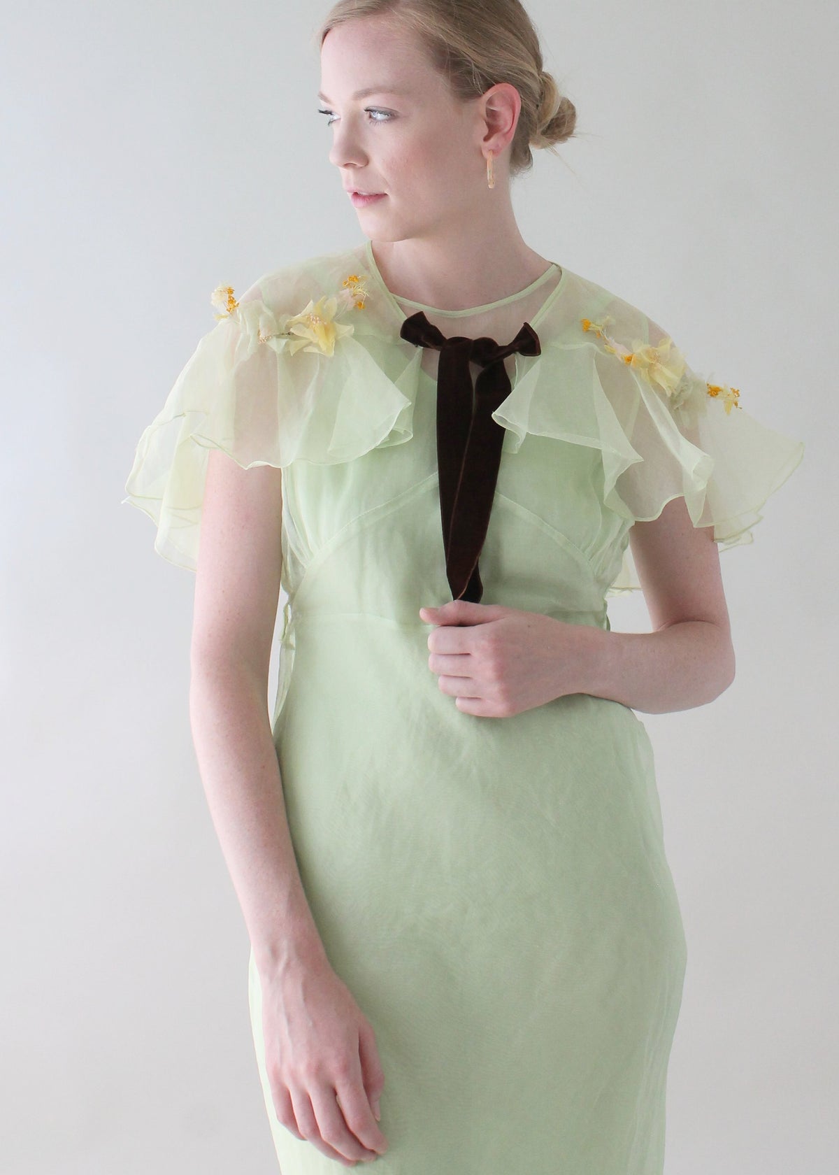 Vintage 1930s Mint Green Organdy Dress Raleigh Vintage