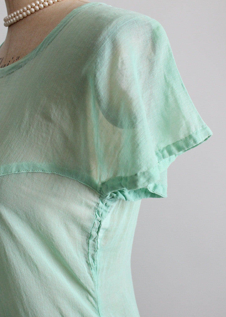 Vintage 1920s Mint Green Cotton Day Dress - Raleigh Vintage Vintage 1920s Mint Green Cotton Day Dress - Raleigh Vintage