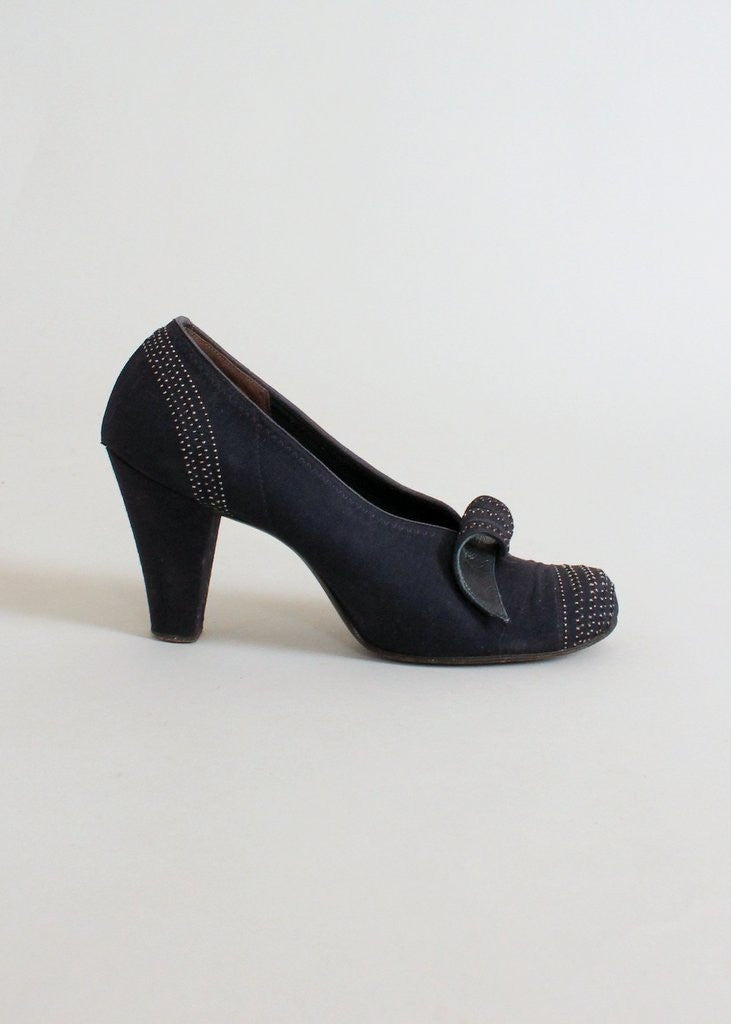 Vintage 1930s Navy Art Deco Curl Shoes