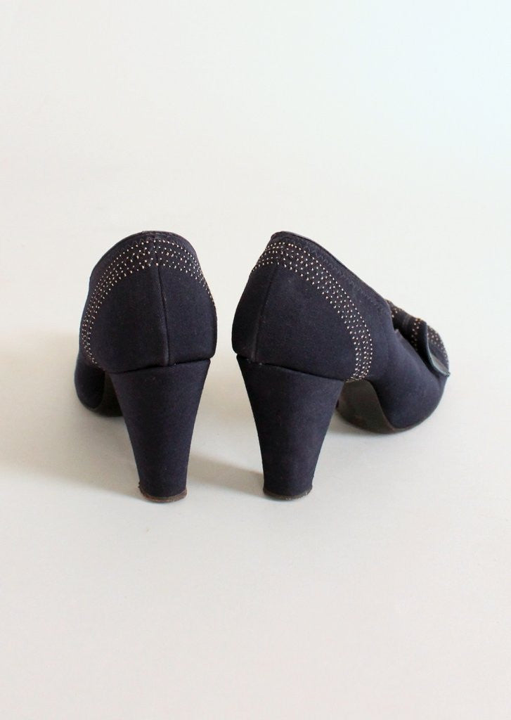 Vintage 1930s Navy Art Deco Curl Shoes