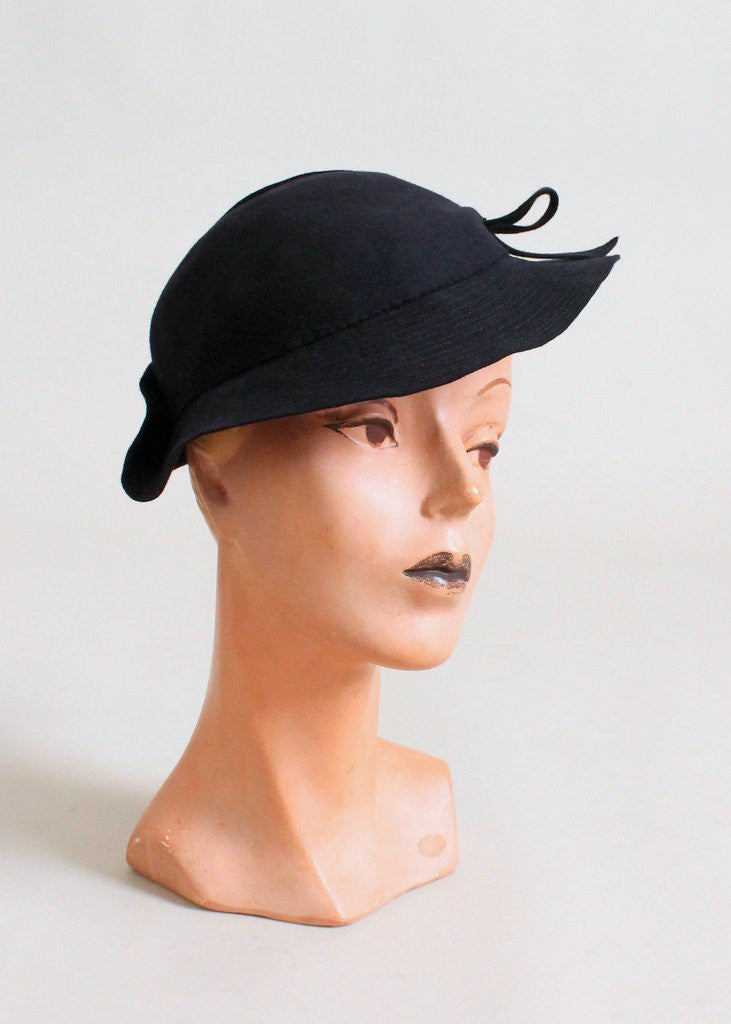 Vintage 1930s Navy Felt Slouch Hat