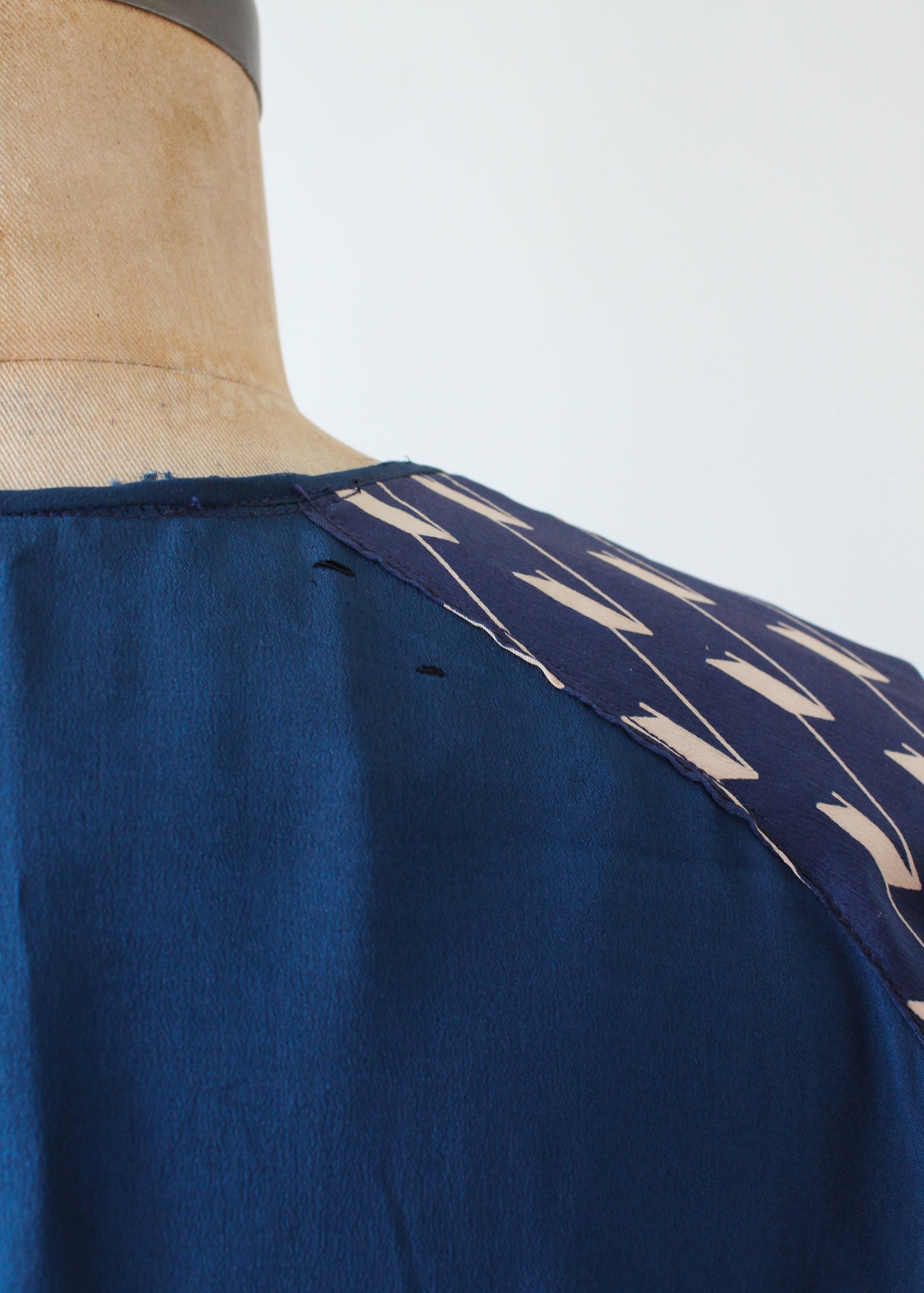 Vintage 1930s Art Deco Navy Day Dress