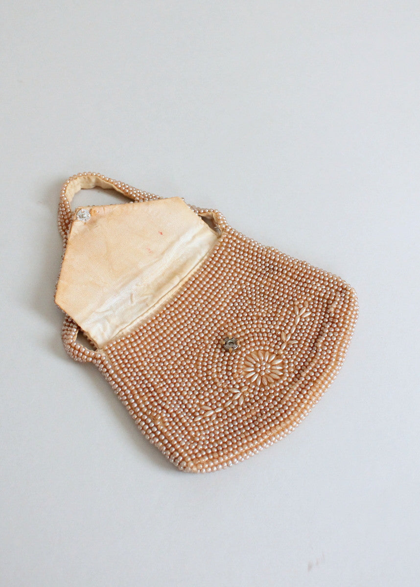 Vintage 1930s Pearl Beaded Party Purse