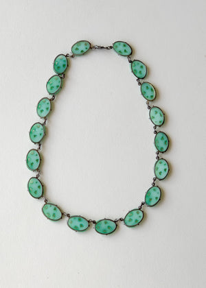 Vintage 1930s Carved Peking Glass Choker Necklace