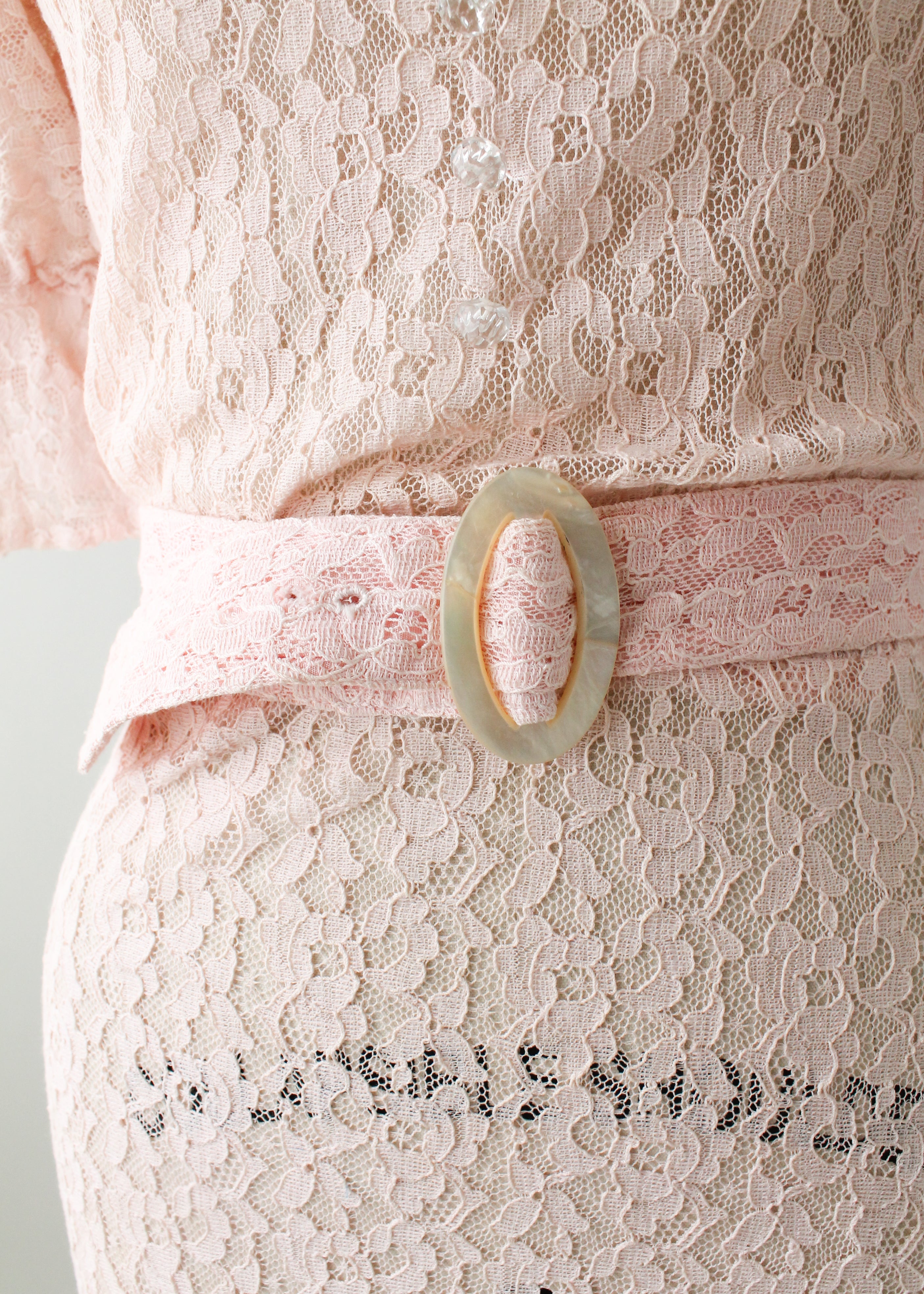 Vintage 1930s Pink Lace Art Deco Dress