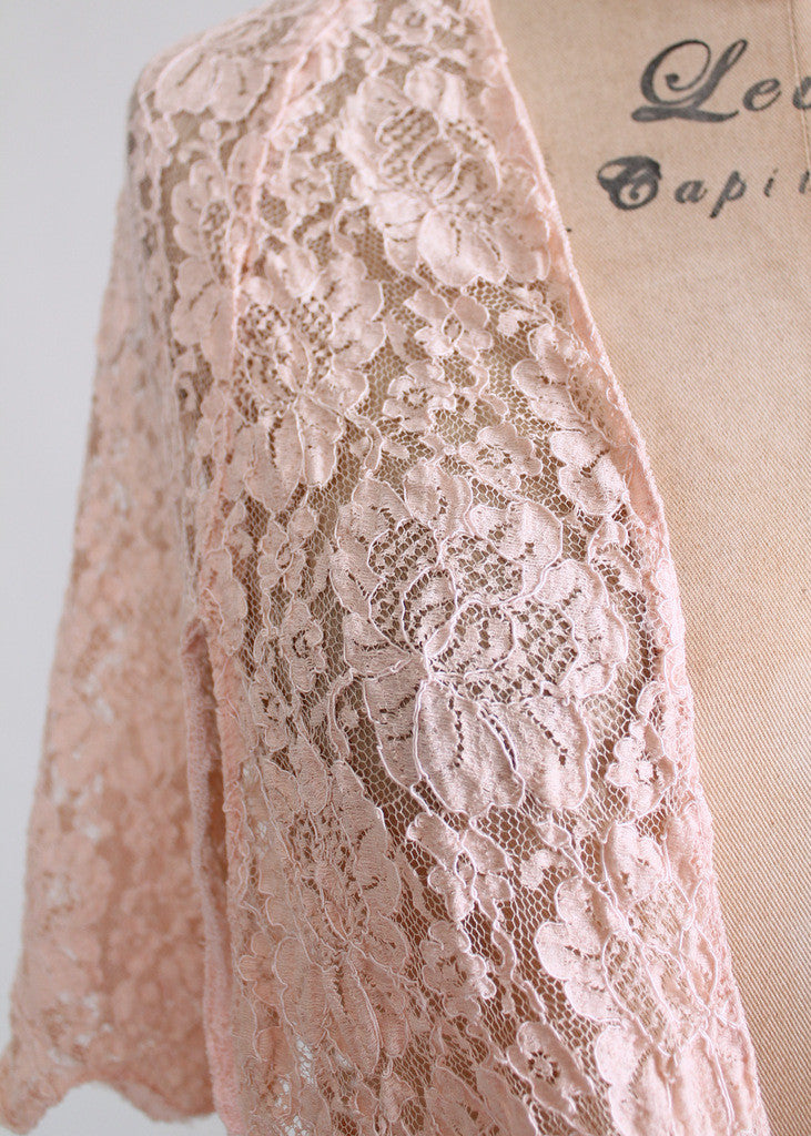 Vintage 1930s Lace Flutter Sleeve Shrug Jacket