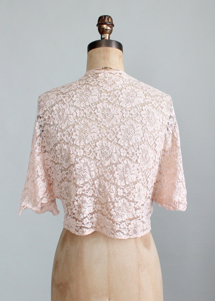 Vintage 1930s Lace Flutter Sleeve Shrug Jacket