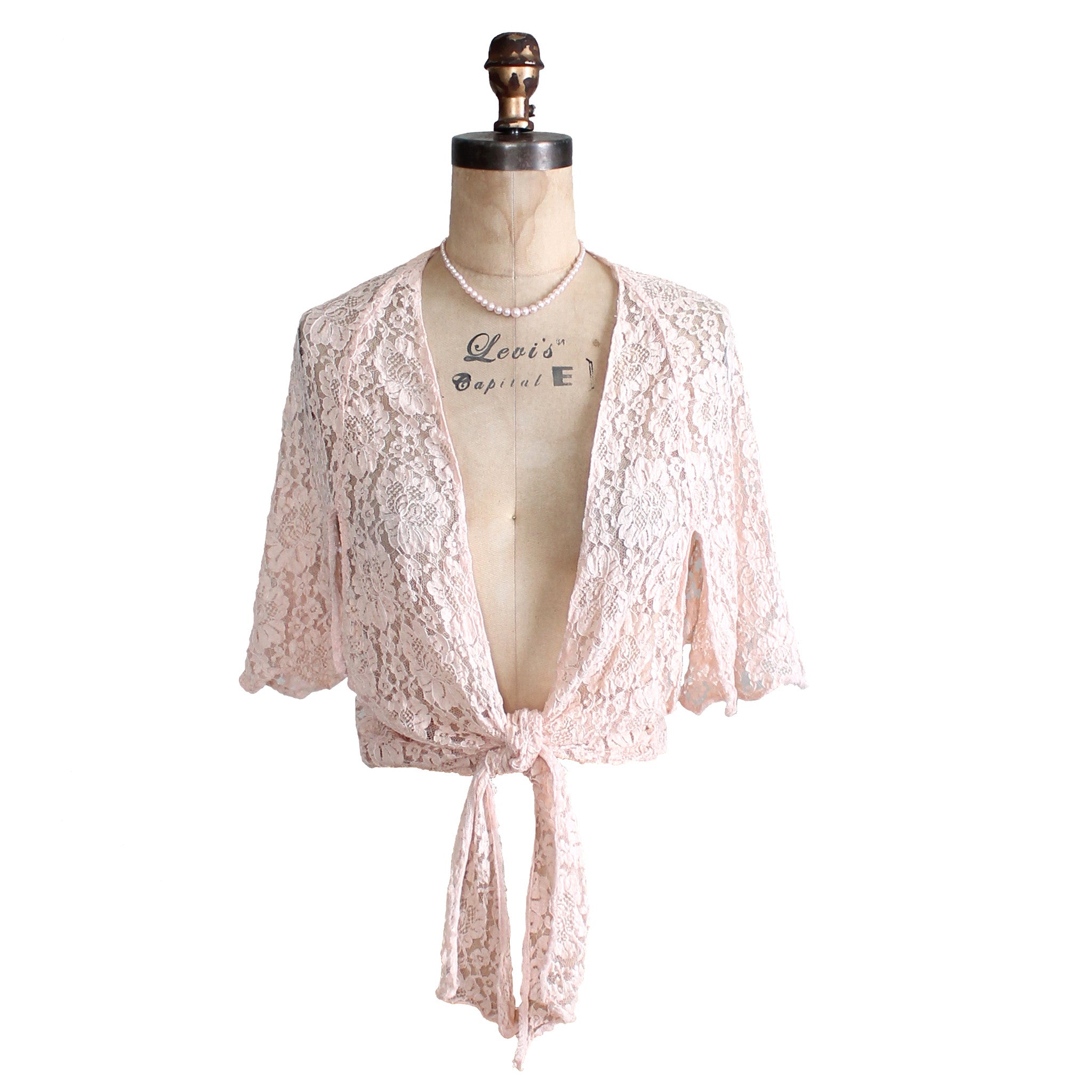 Vintage 1930s Lace Flutter Sleeve Shrug Jacket