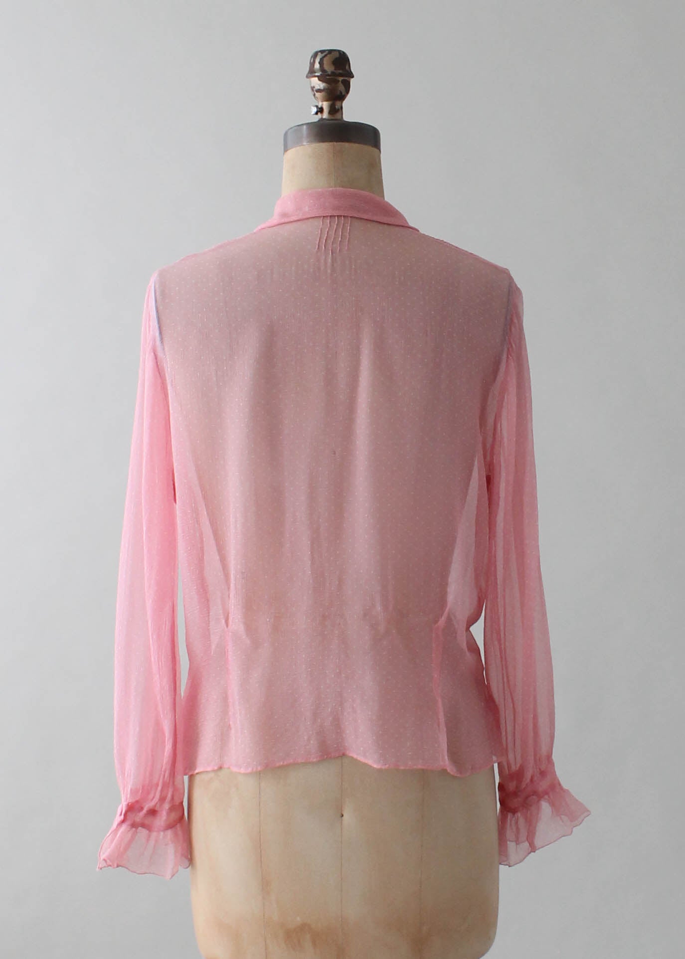 Vintage 1930s Pink Silk Ruffle Front Blouse