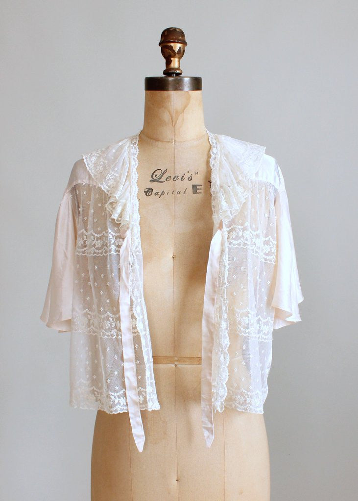 Vintage 1930s Silk and Lace Bed Jacket