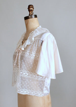 Vintage 1930s Silk and Lace Bed Jacket