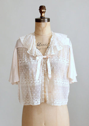 Vintage 1930s Silk and Lace Bed Jacket