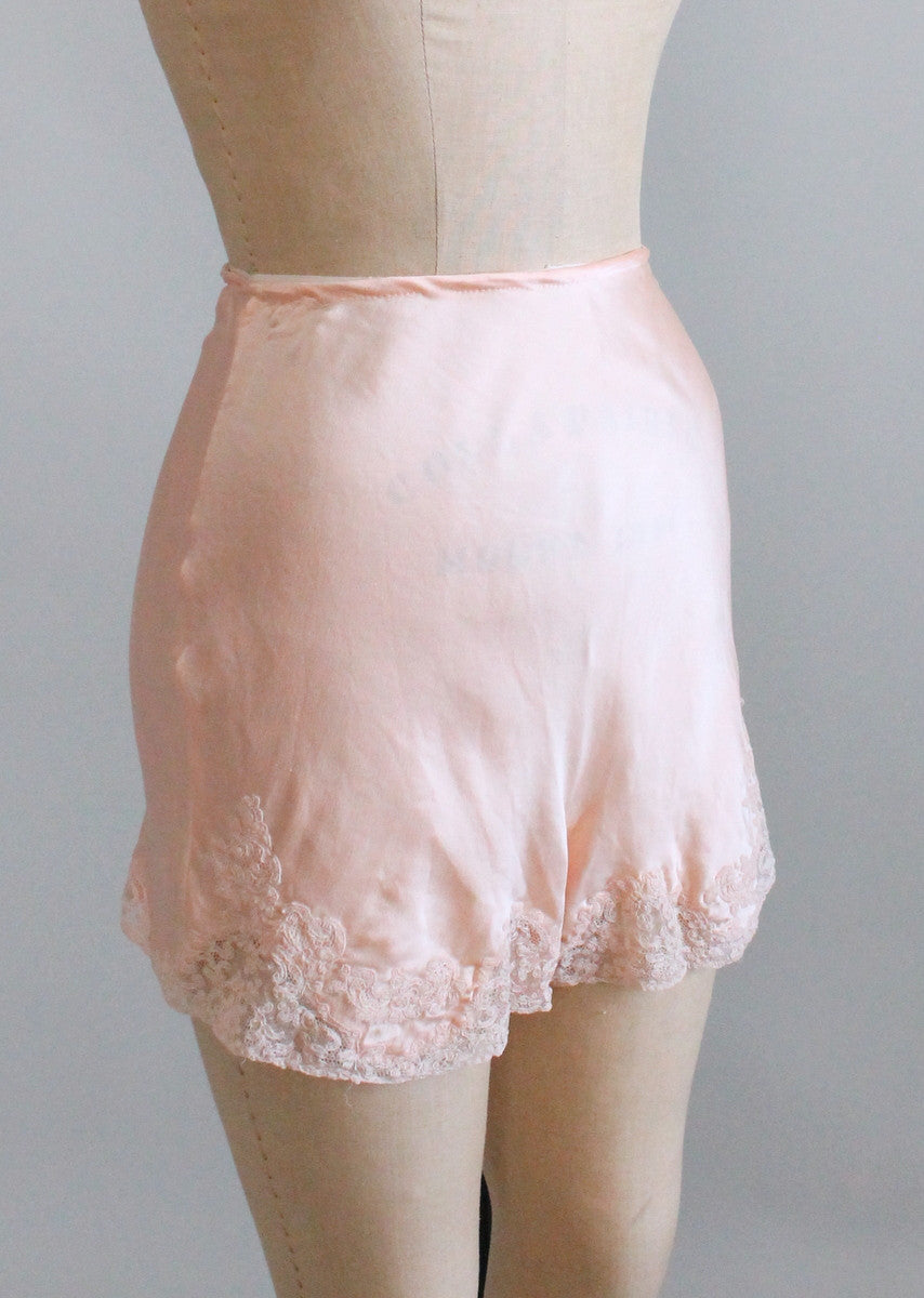 Vintage 1930s Pink Silk and Lace Tap Pants