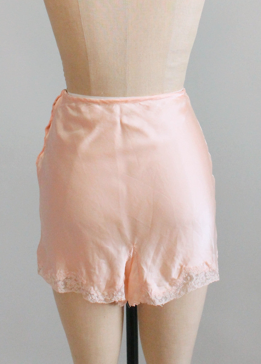 Vintage 1930s Pink Silk and Lace Tap Pants