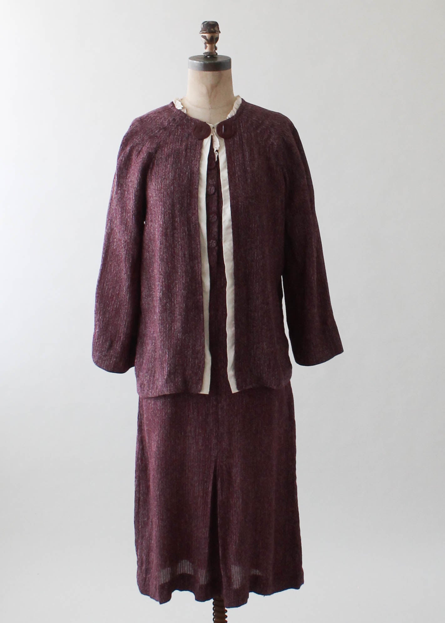 Vintage 1930s Plum Rayon Day Dress with Jacket