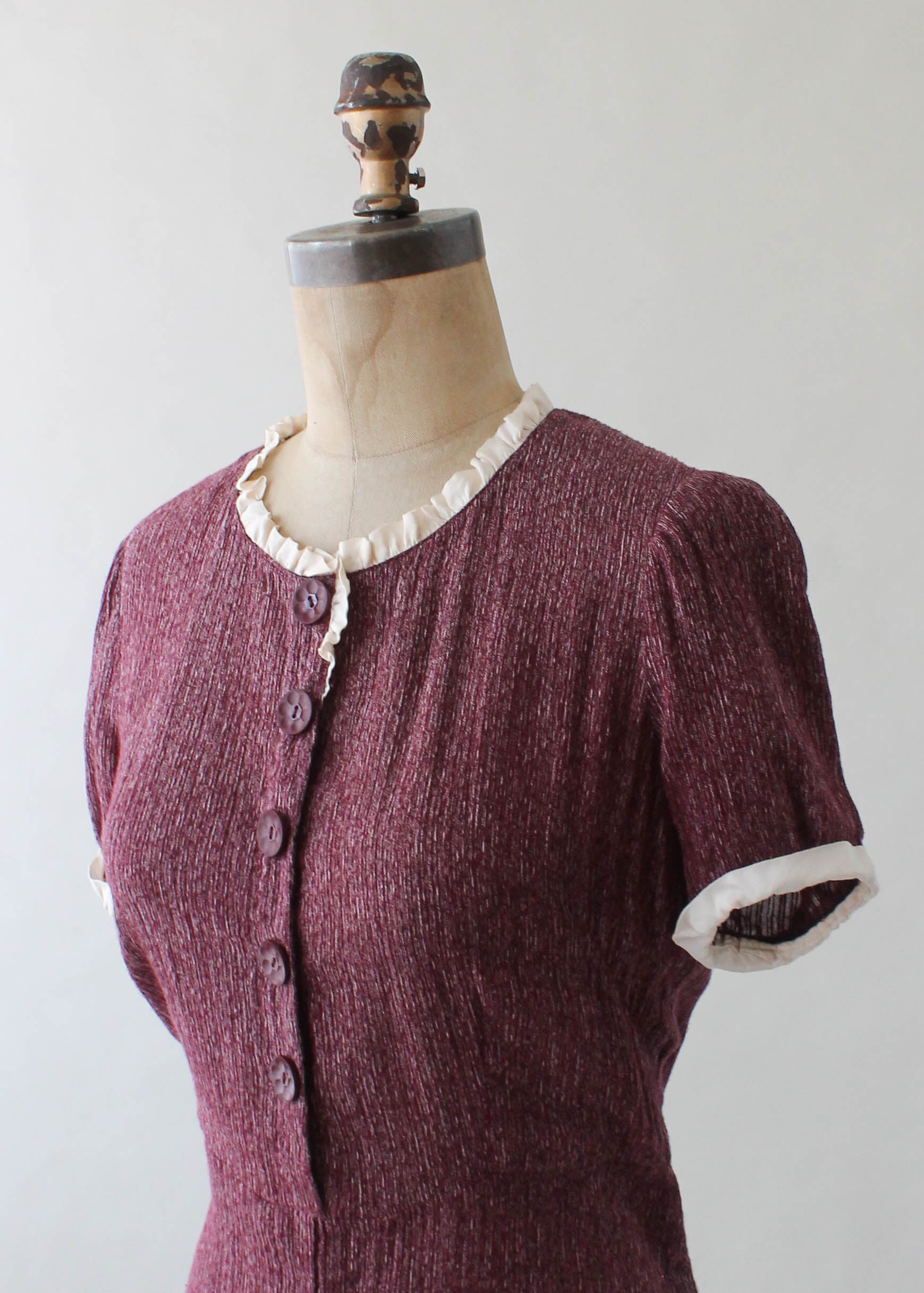Vintage 1930s Plum Rayon Day Dress with Jacket