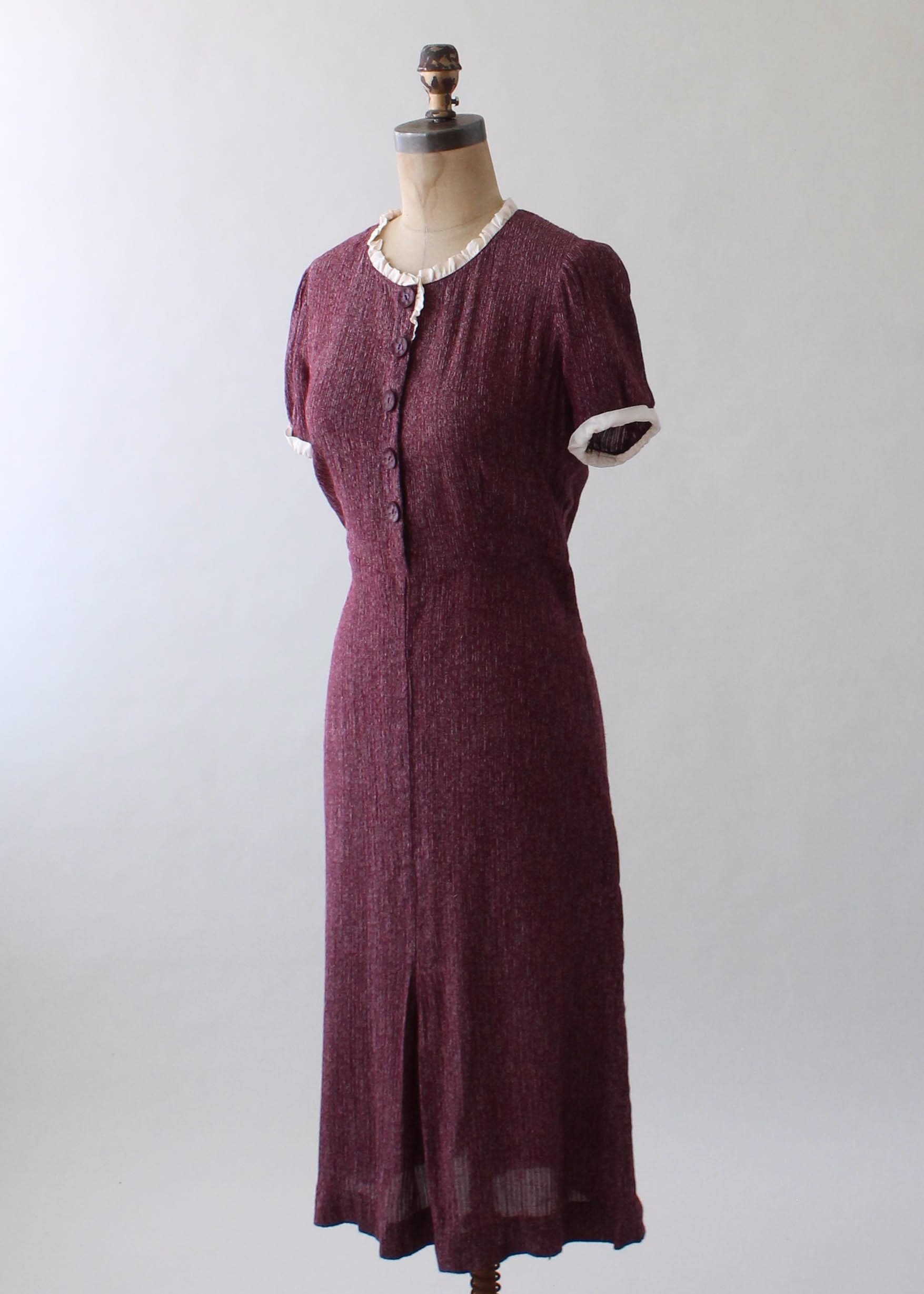 Vintage 1930s Plum Rayon Day Dress with Jacket