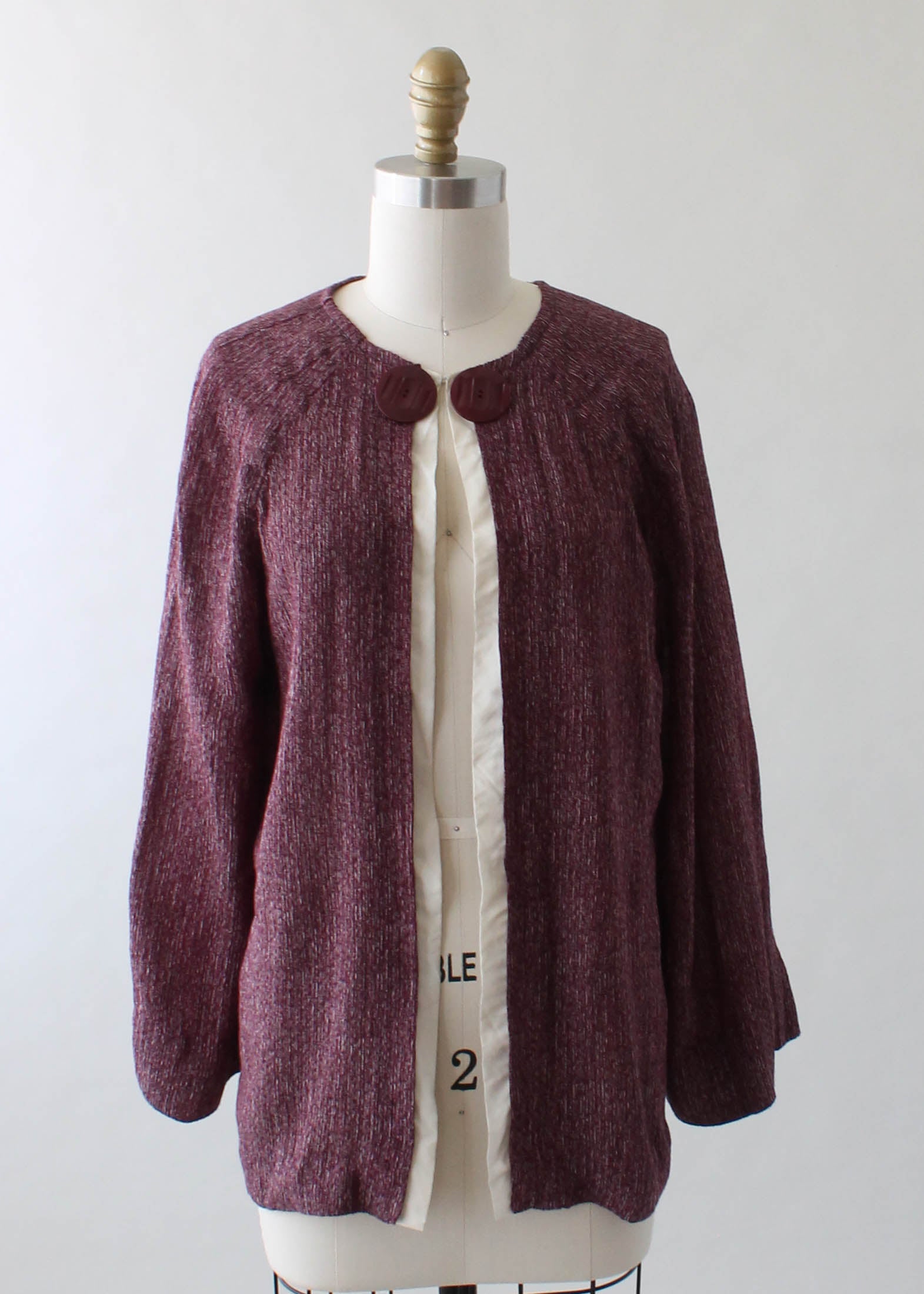 Vintage 1930s Plum Rayon Day Dress with Jacket