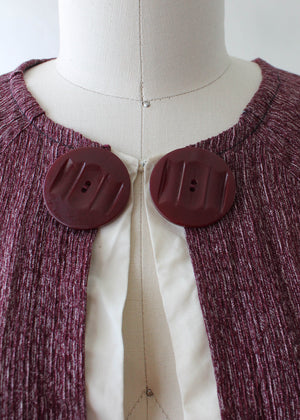 Vintage 1930s Plum Rayon Day Dress with Jacket