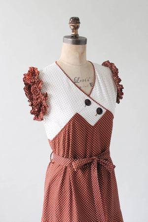 Vintage 1930s Polka Dot Cotton Day Dress
