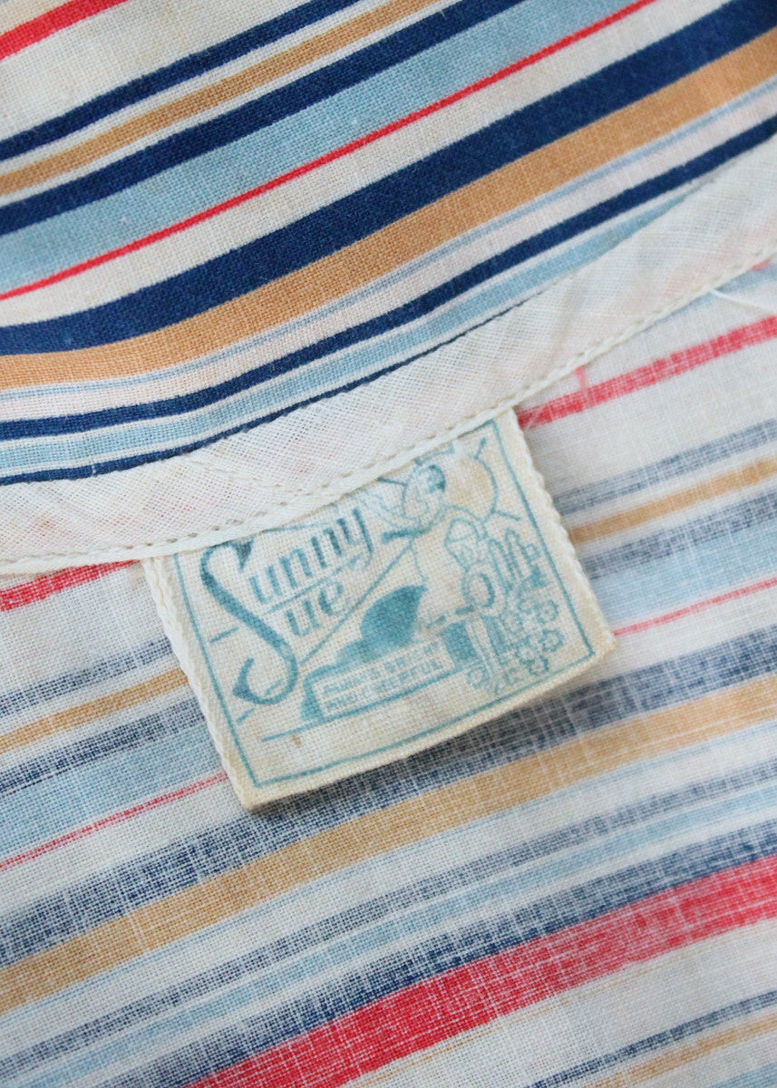 Vintage 1930s Colorways Striped Cotton Dress