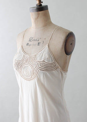 Vintage 1930s Ivory Silk and Lace Slip Dress