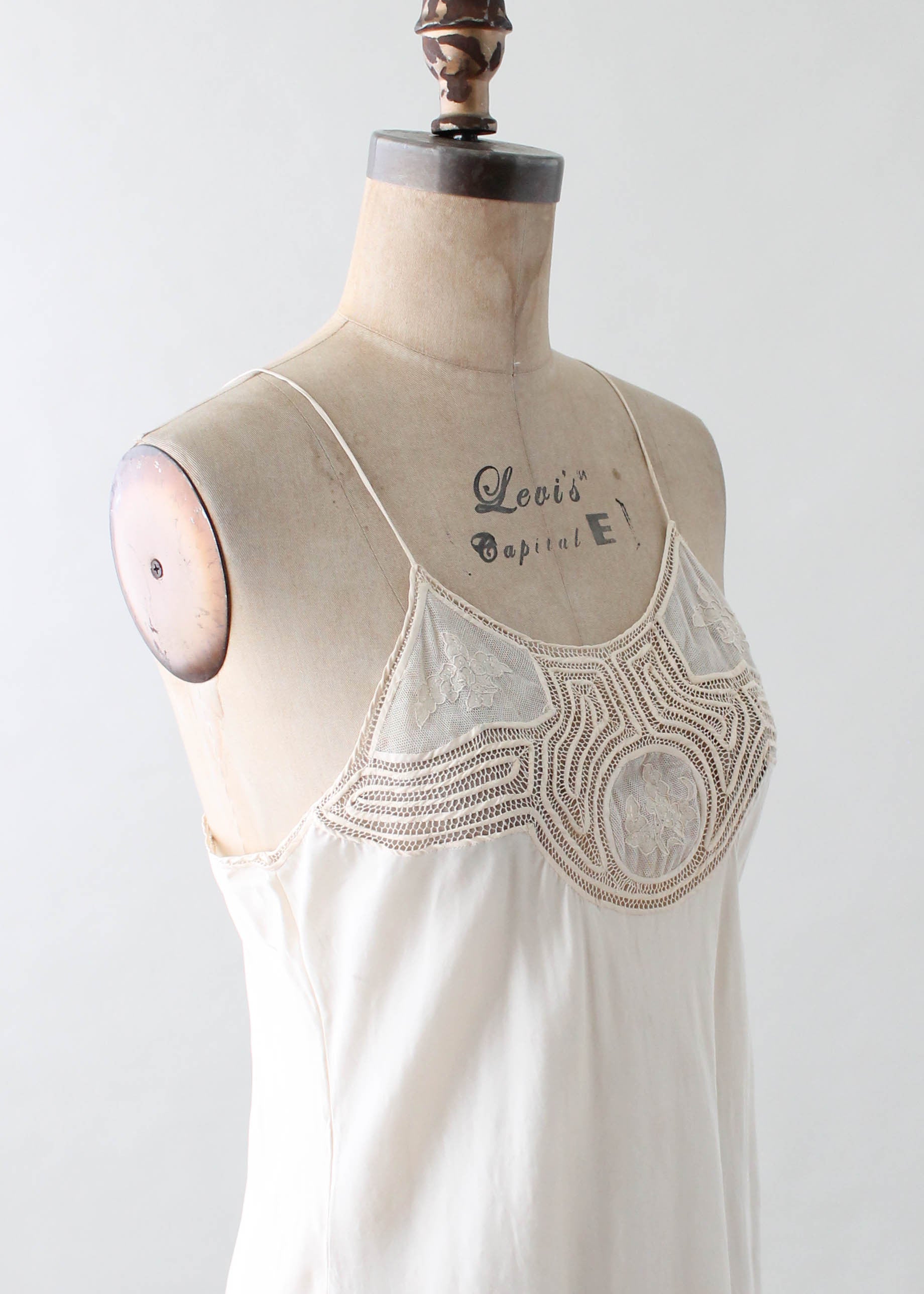 Vintage 1930s Ivory Silk and Lace Slip Dress