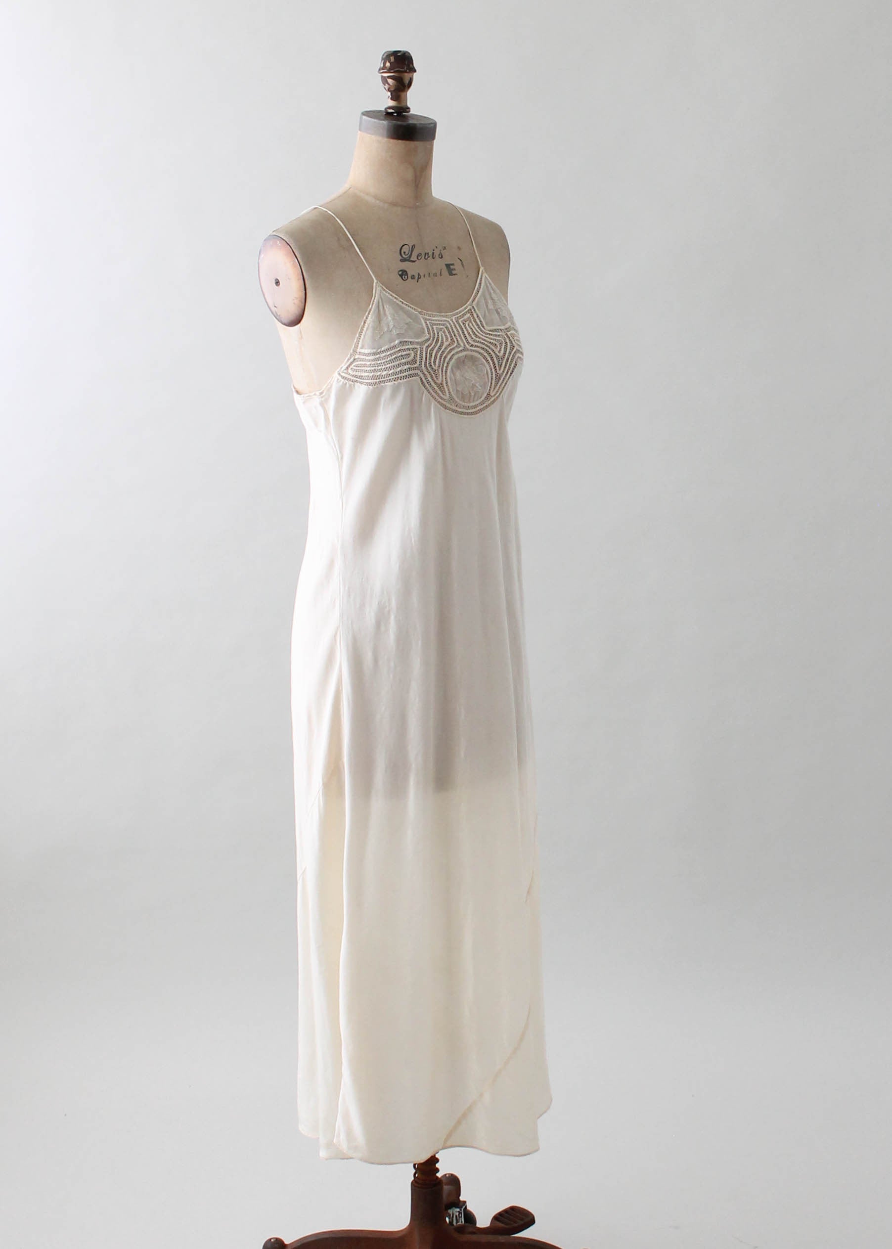 Vintage 1930s Ivory Silk and Lace Slip Dress Vintage 1930s Ivory Silk and Lace Slip Dress