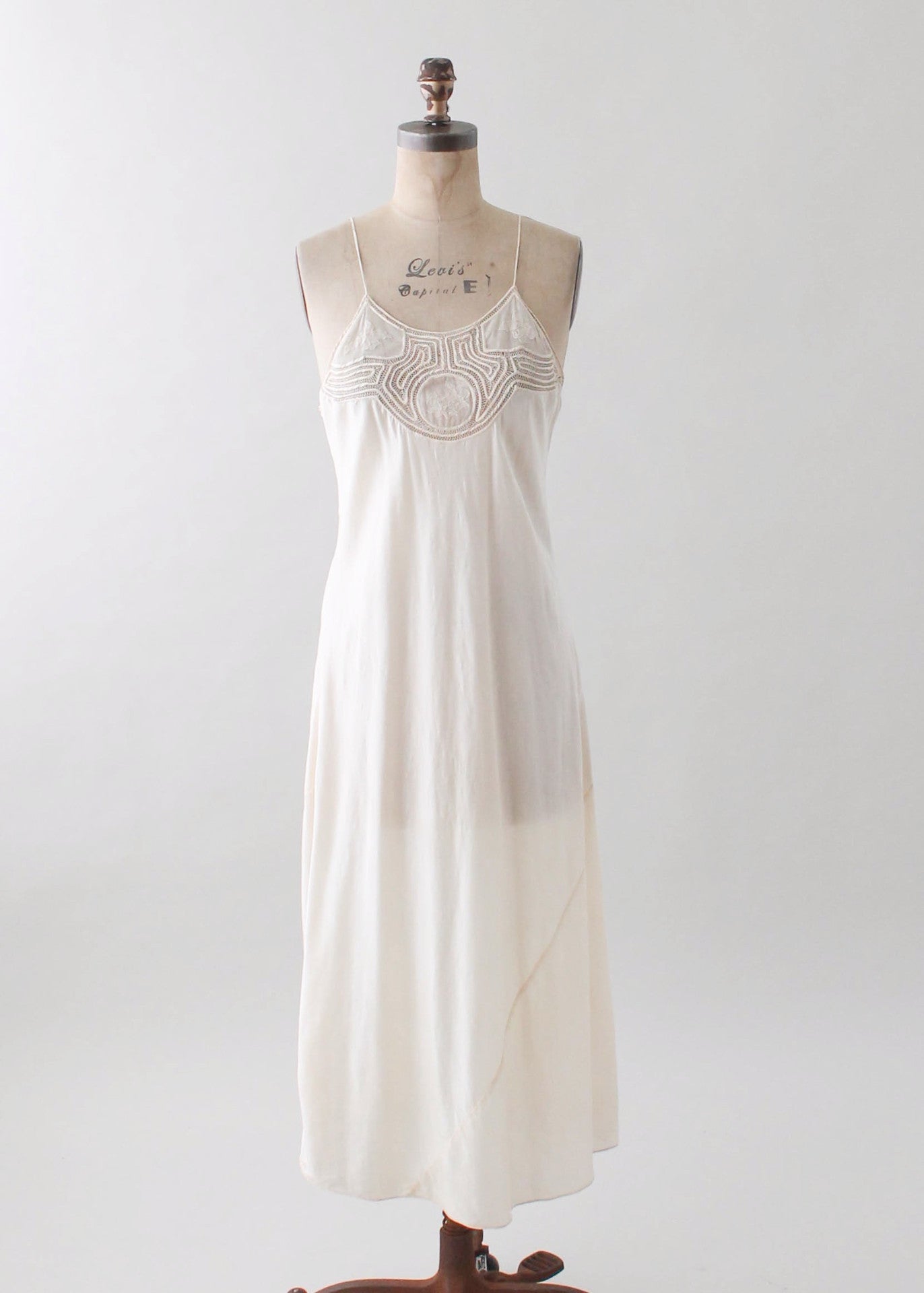 Vintage 1930s Ivory Silk and Lace Slip Dress