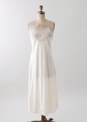 Vintage 1930s Ivory Silk and Lace Slip Dress