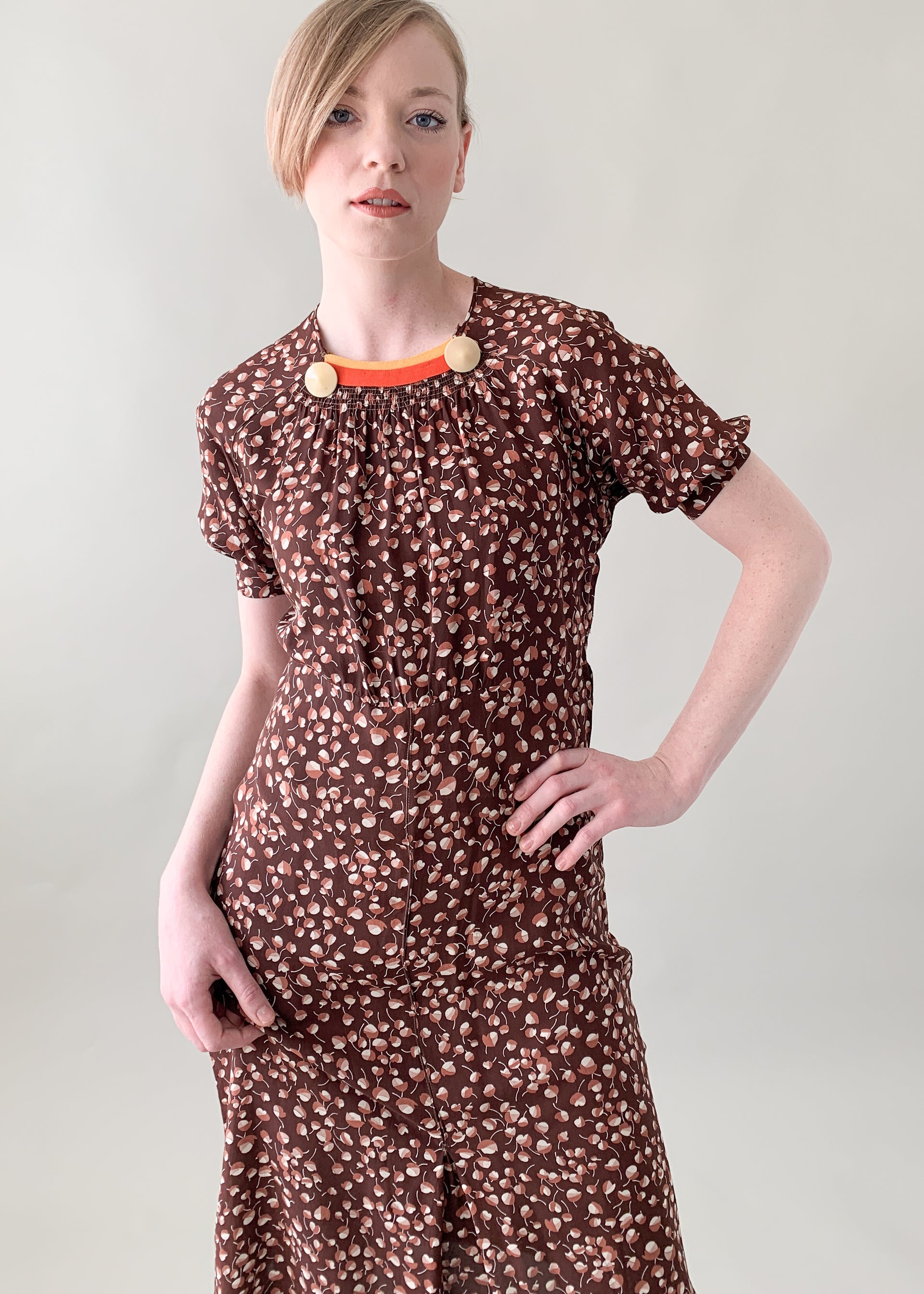rayon dress Vintage 1930s Leaf Print Inseam:36L while a relaxed waist Men's Color Block Patchwork Fabric Specialty_Hand Screen Printed