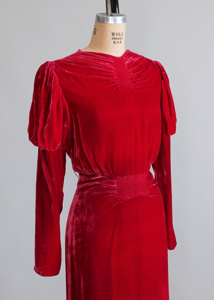 Vintage 1930s Red Velvet Holiday Glam Dress